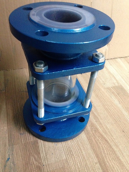 億宏閥門 國(guó)標(biāo)法蘭直通襯氟視盅 鑄鋼閥體內(nèi)襯F46手動(dòng)玻璃桶襯氟視盅